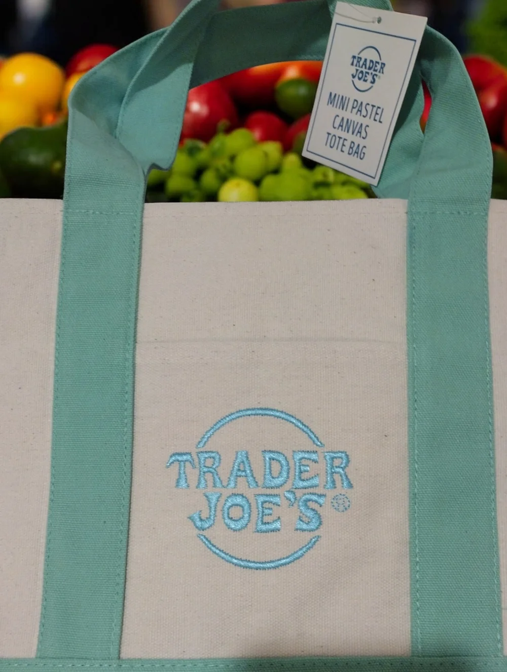 Mint Green Trader Joe's Spring Tote Bag - Picture 2 of 3